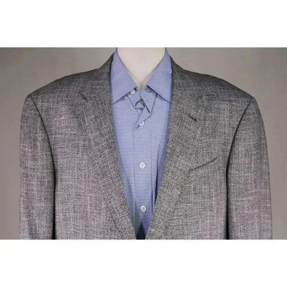 Armani Collezioni Current Silver/Black Woven Viscose 2-Btn Sportcoat Blazer 44L - Picture 3 of 11